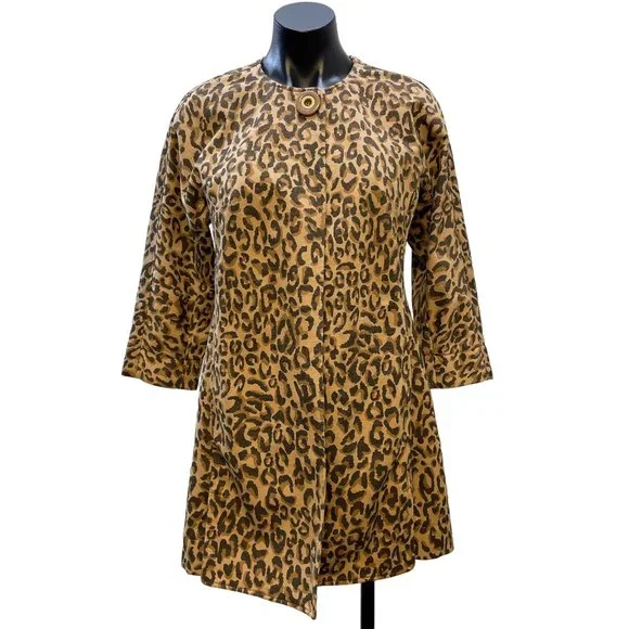 *Carol Anderson by Invitation Brown & Black Jacket Animal Print One Button XS - Picture 1 of 5